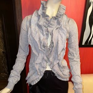 Romeo&Juliet Couture grey knit ruffles cardijacket size S
